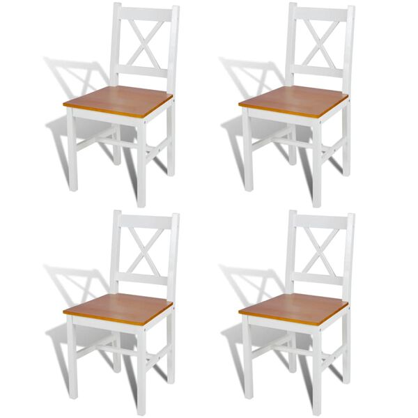 vidaXL Dining Chairs 4 pcs White Pinewood
