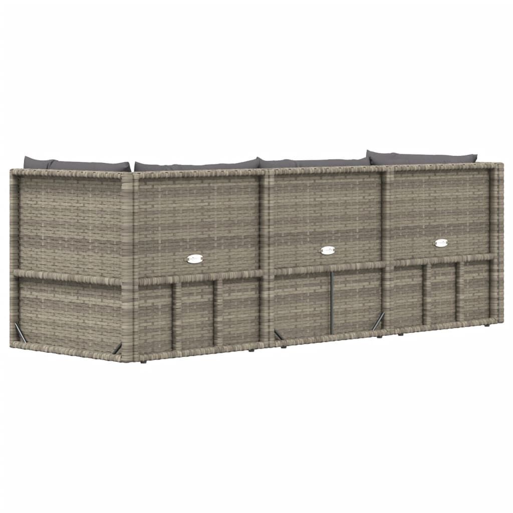 vidaXL 3 Piece Garden Lounge Set with Cushions Grey Poly Rattan