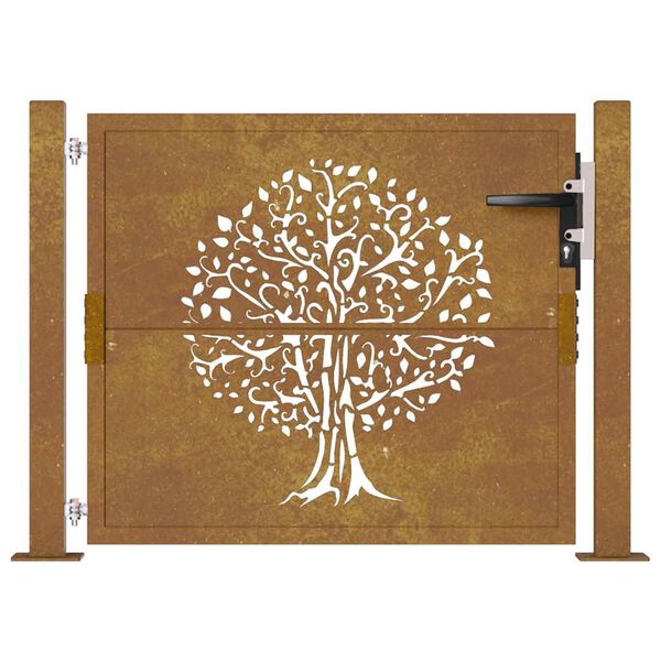 vidaXL Garden Gate 105x105 cm Corten Steel Tree Design