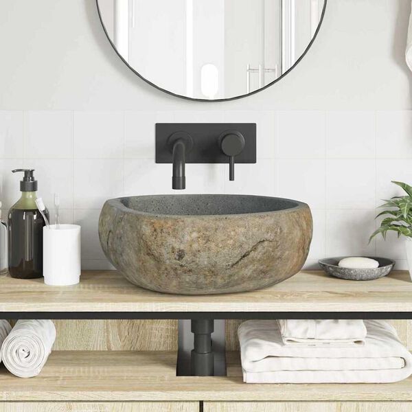 vidaXL Basin Light grey (38-45) x (30-35) x 15 cm River stone