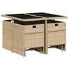 vidaXL 9 Piece Garden Dining Set with Cushions Beige Poly Rattan