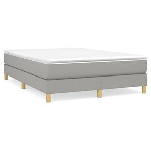 vidaXL Box Spring Bed Frame Light Grey Full Fabric (US Only)