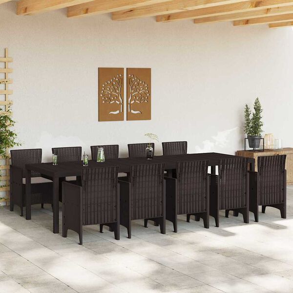 vidaXL Garden Dining Set 11 pcs Brown and Taupe Poly rattan