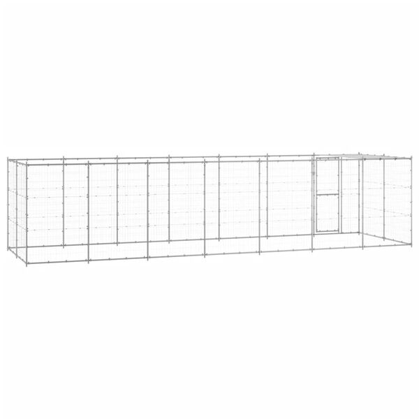 vidaXL Outdoor Dog Kennel Galvanised Steel with Roof 16.94 m²