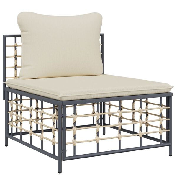 vidaXL 11 Piece Garden Lounge Set with Cushions Anthracite Poly Rattan