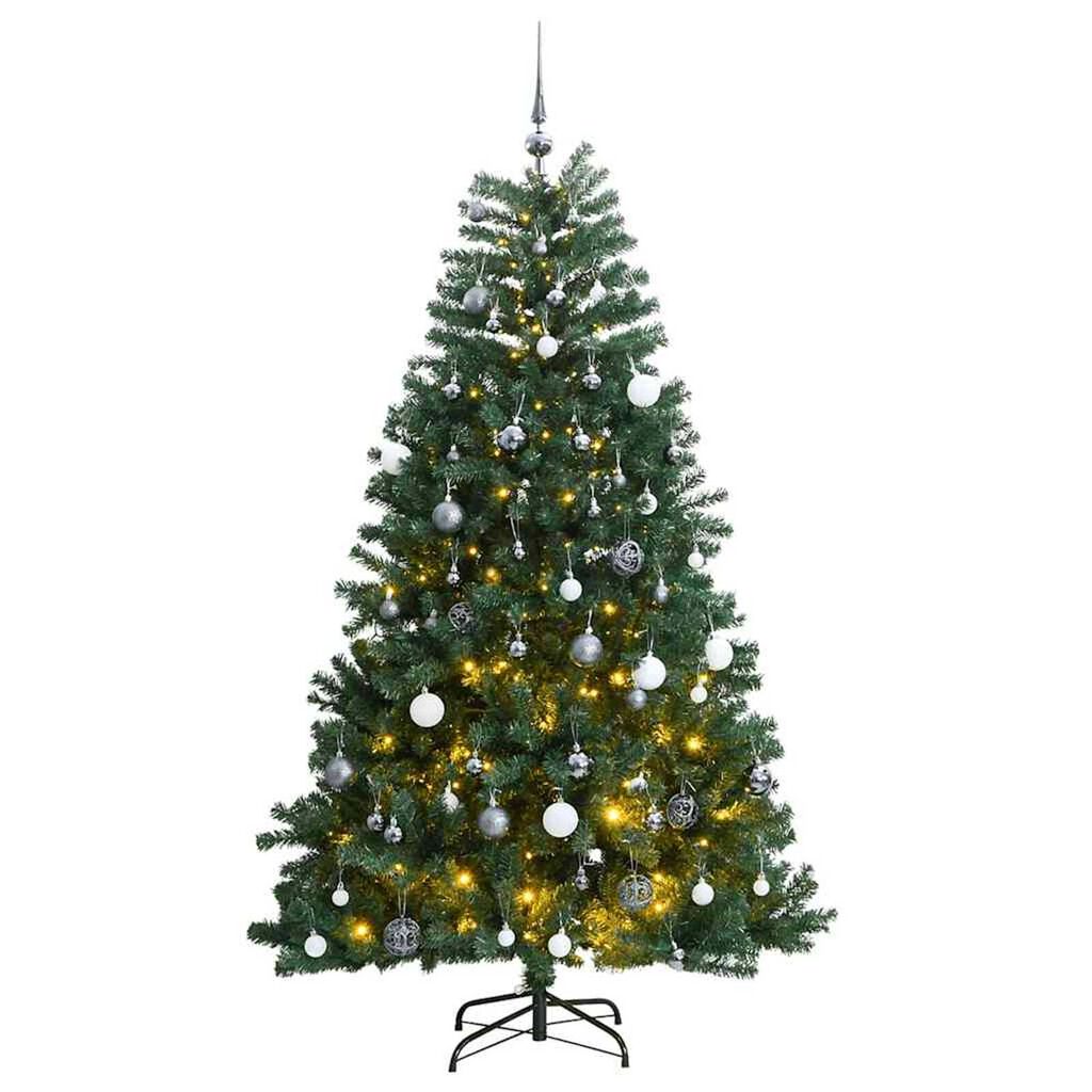 vidaXL Artificial Hinged Christmas Tree 150 LEDs & Ball Set 120 cm
