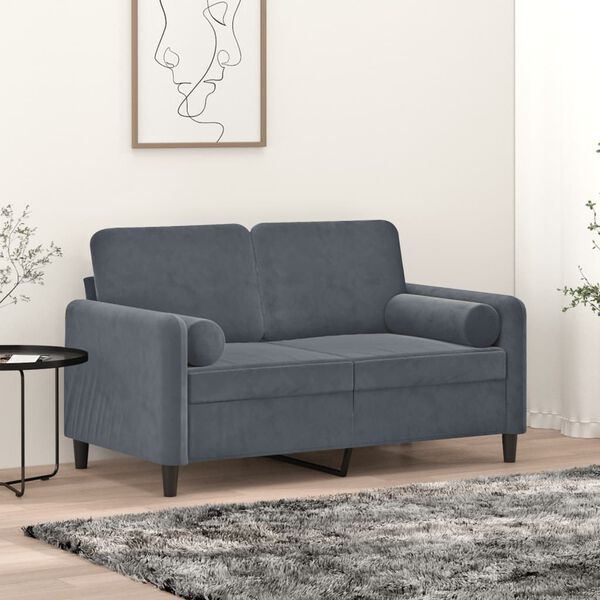 vidaXL Throw Pillows 2 pcs Dark Grey Ø15x50 cm Velvet