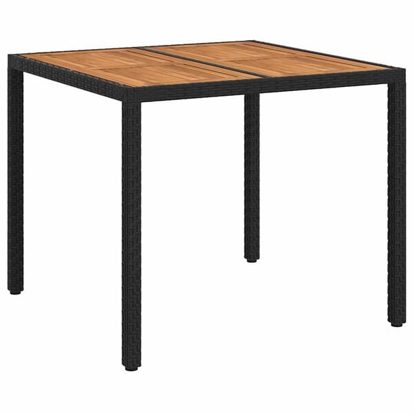 vidaXL Garden Dining Table Black 90 x 90 x 75 cm Poly rattan