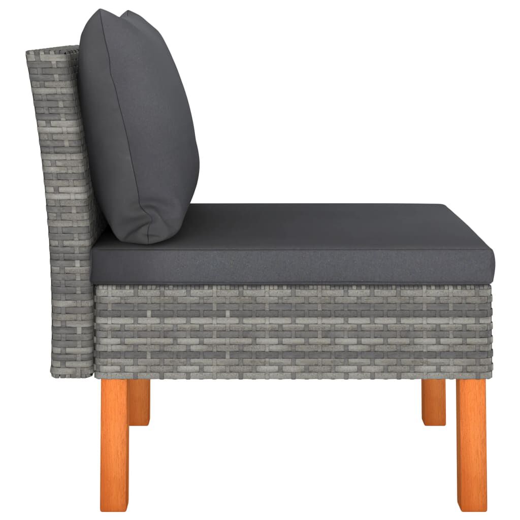 vidaXL Middle Sofas 3 pcs Poly Rattan and Solid Eucalyptus Wood