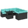vidaXL Dining Set with Cushion 9 pcs Black
