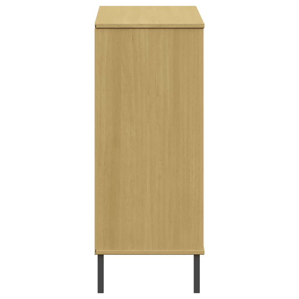 vidaXL Shoe Rack with Metal Legs Brown 95x35x86 cm Solid Wood OSLO