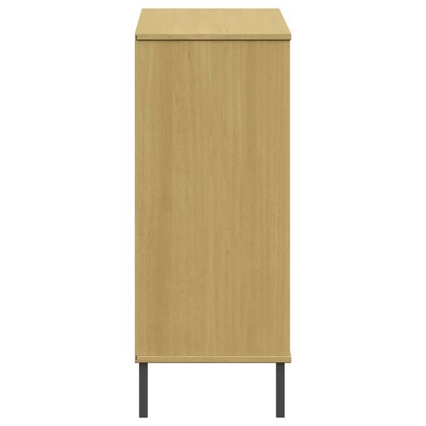 vidaXL Shoe Rack with Metal Legs Brown 95x35x86 cm Solid Wood OSLO