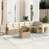 vidaXL 7 Piece Garden Sofa Set with Cushions Beige Poly Rattan