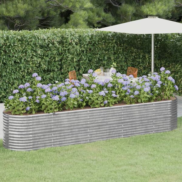 vidaXL Garden Raised Bed Galvanised Steel 368x80x68 cm Silver