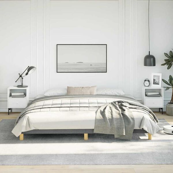 vidaXL Bed Frame without Mattress Dark Grey 193x203 cm King Fabric
