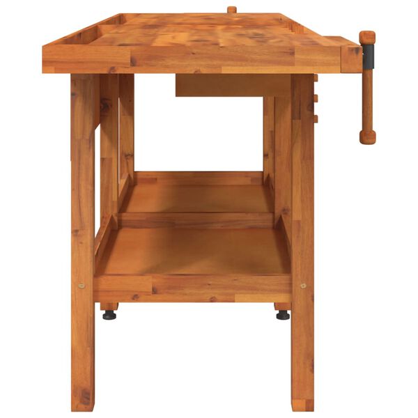 vidaXL Workbench with Drawers and Vices 192x62x83 cm Solid Wood Acacia