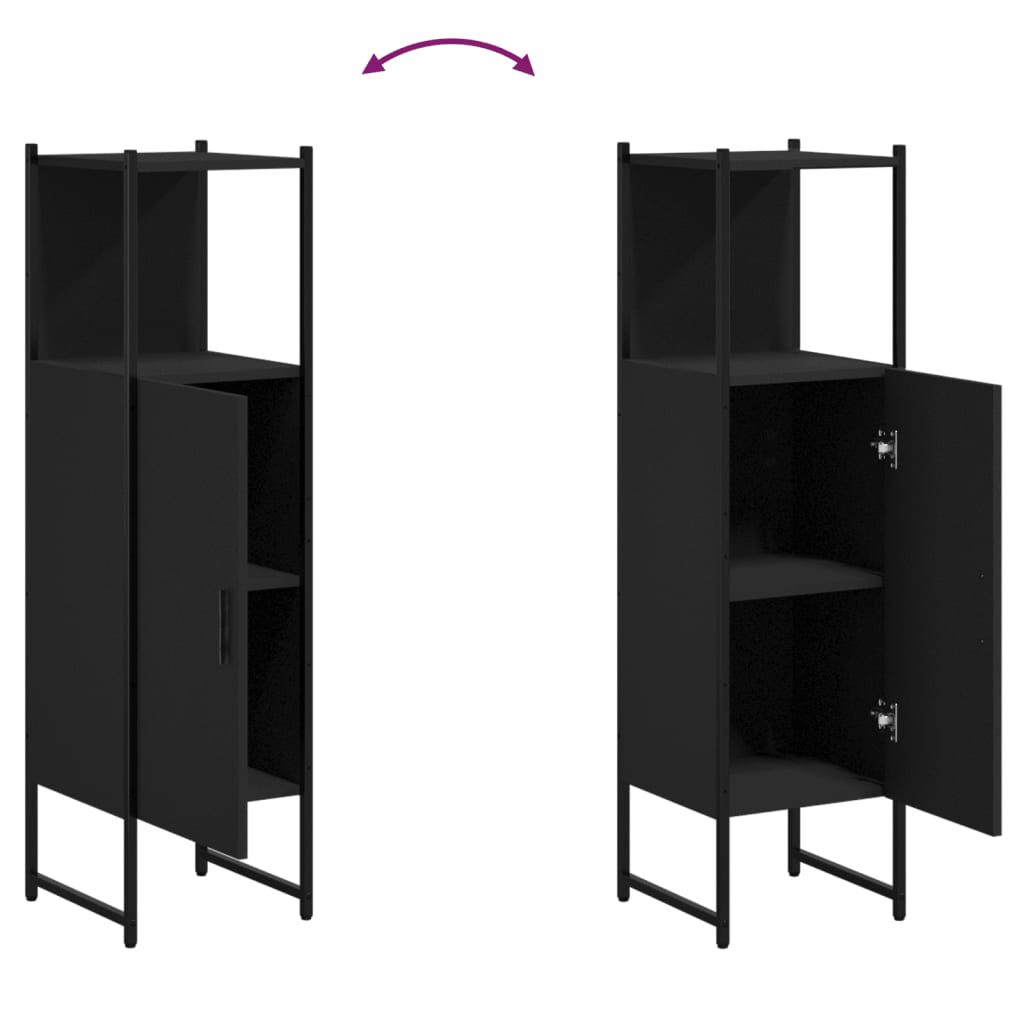 vidaXL Bathroom Cabinet Black 33x33x120.5 cm Engineered Wood
