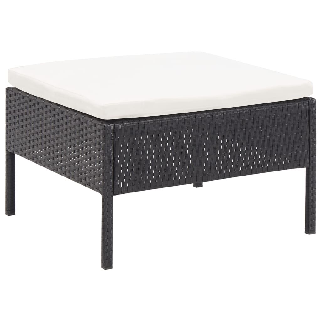vidaXL 3 Piece Garden Lounge Set with Cushions Poly Rattan Black
