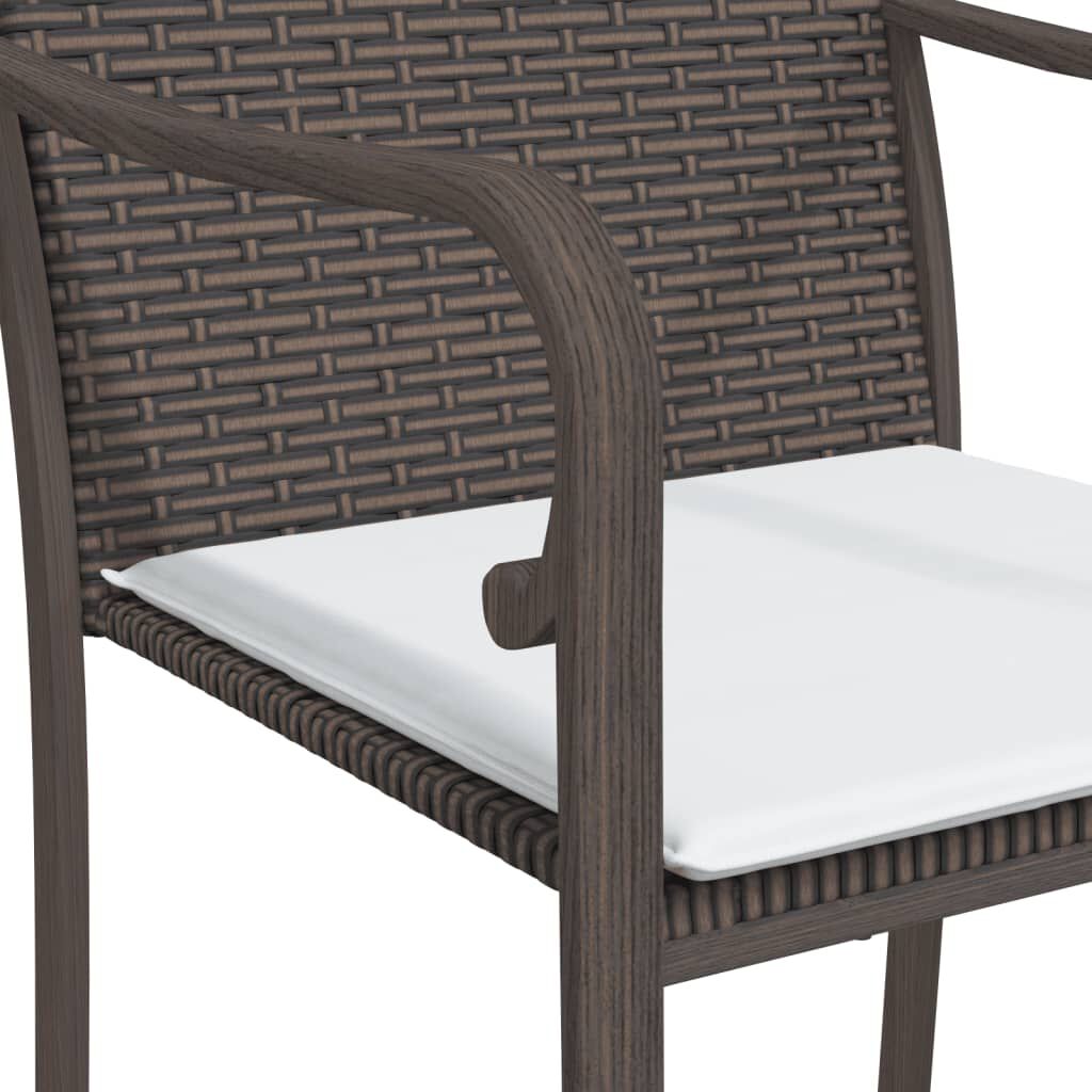 vidaXL Garden Chairs with Cushions 4 pcs Brown 56x59x84 cm Poly Rattan