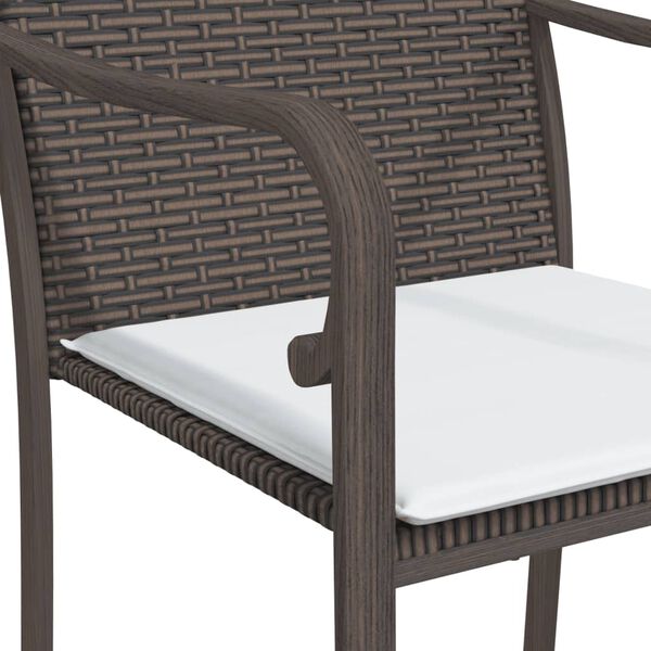 vidaXL Garden Chairs with Cushions 4 pcs Brown 56x59x84 cm Poly Rattan