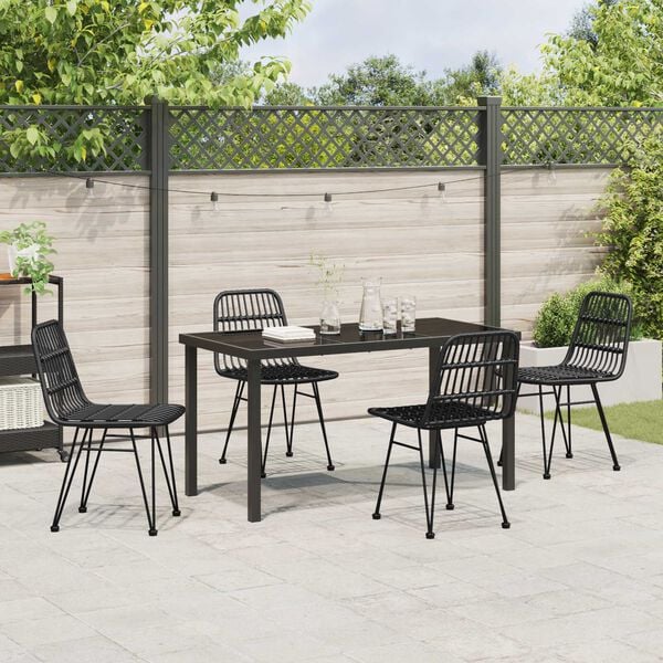 vidaXL Garden Dining Set 5 pcs Black Powder-Coated Steel
