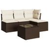 vidaXL 5 Piece Garden Sofa Set with Cushions Brown Poly Rattan