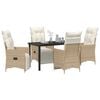 vidaXL Garden Dining Set with Cushion 5 pcs Beige Poly Rattan