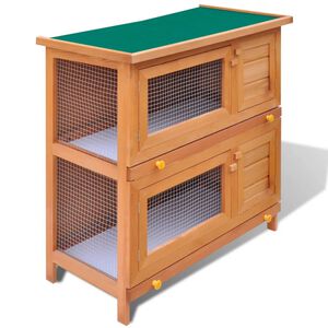 vidaXL Outdoor Rabbit Hutch Small Pet Cage 4 Door Wood