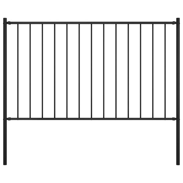 vidaXL Fence Panel with Posts Powder-coated Steel 1.7x0.75 m Black