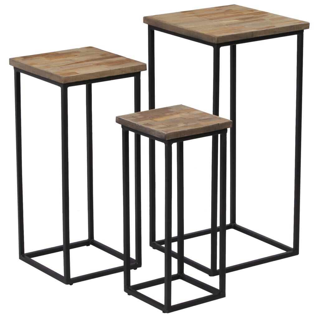 vidaXL 3 Piece Plant Table Set Reclaimed Teak