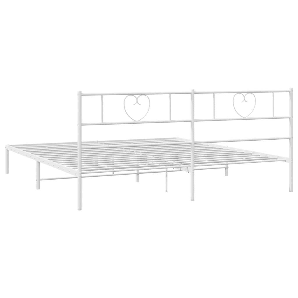 vidaXL Metal Bed Frame without Mattress with Headboard White 183x213cm