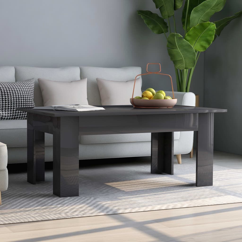 vidaXL Coffee Table High Gloss Grey 100x60x42 cm Engineered Wood