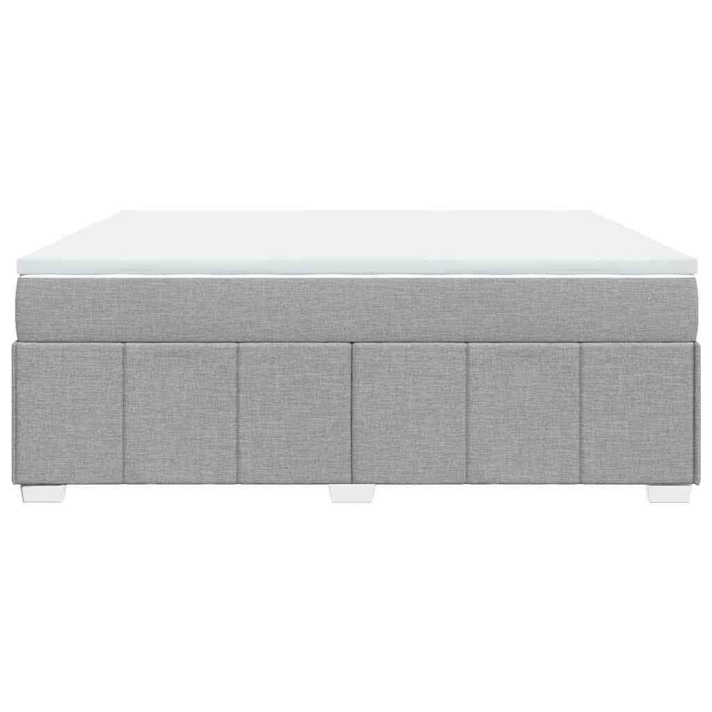 vidaXL Box Spring Bed with Mattress Light Grey King Fabric