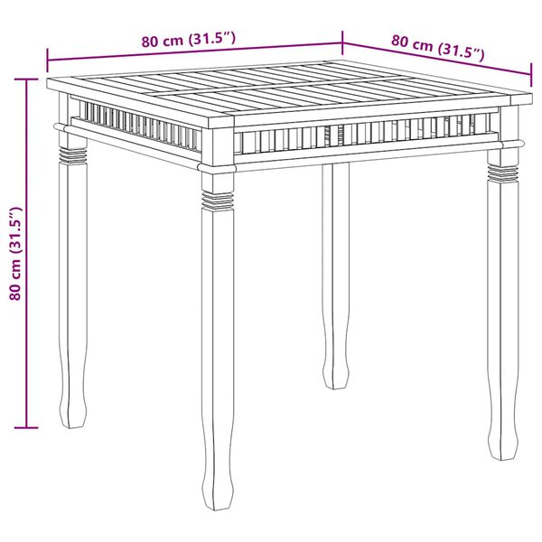 vidaXL Garden Dining Table 80x80x80 cm Solid Teak Wood