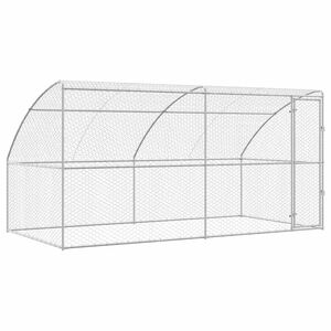 vidaXL Dog Kennel with Storage 2 pcs Silver 4 x 2 x 2 m Steel