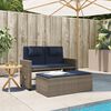 vidaXL Reclining Garden Bench with Cushions Grey Poly Rattan