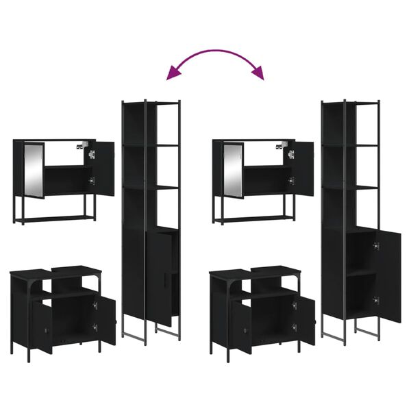 vidaXL 3 Piece Bathroom Furniture Set Black Engineered Wood