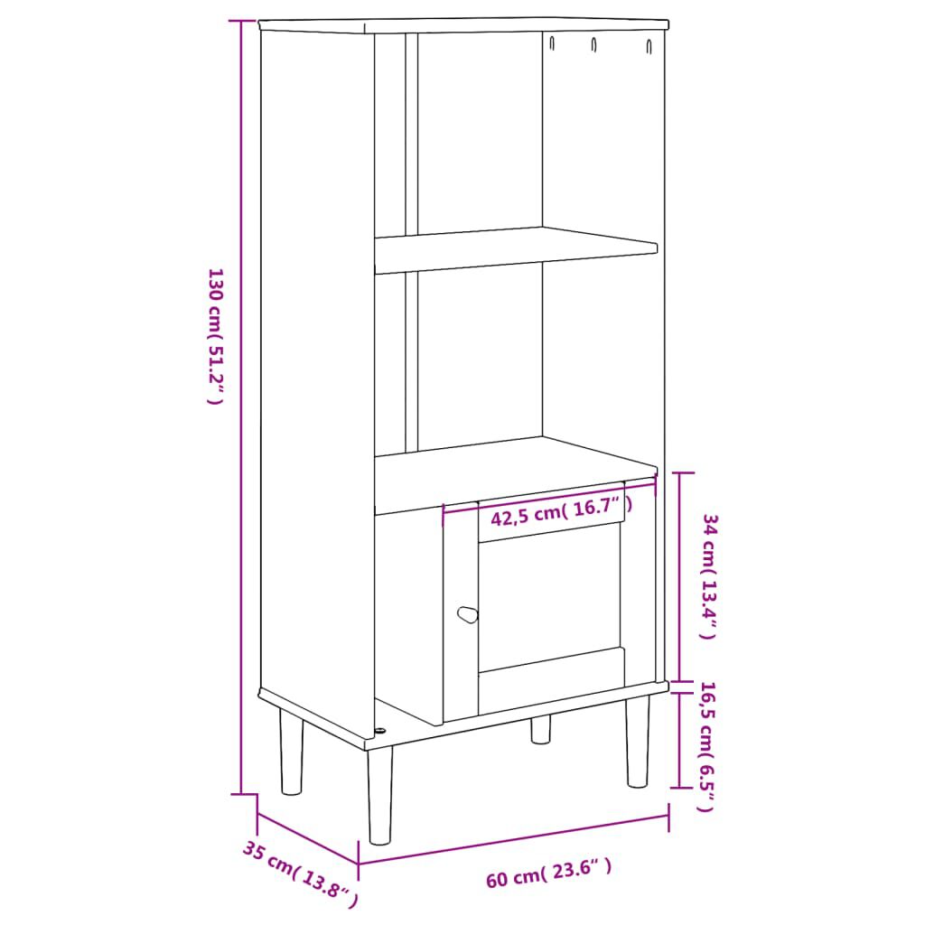 vidaXL Bookcase SENJA Rattan Look Black 60x35x130 cm Solid Wood Pine