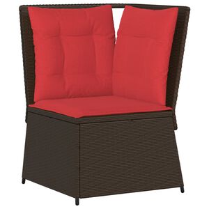 vidaXL Garden Sofa Corner with Cushions Brown Poly Rattan