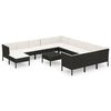 vidaXL 13 Piece Garden Lounge Set with Cushions Poly Rattan Black