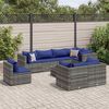 vidaXL 8 Piece Garden Lounge Set with Cushions Grey Poly Rattan