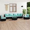 vidaXL 7 Piece Garden Lounge Set with Cushions Poly Rattan Black