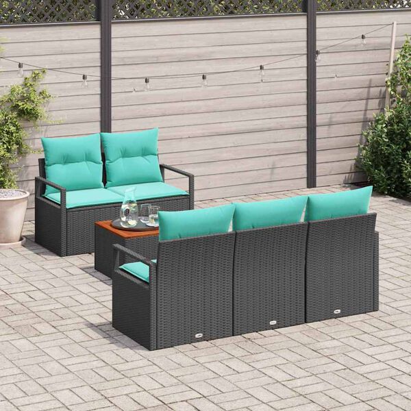 vidaXL Garden Sofa Set 6 pcs Black and turquoise