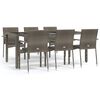 vidaXL 7 Piece Garden Dining Set with Cushions Grey Poly Rattan