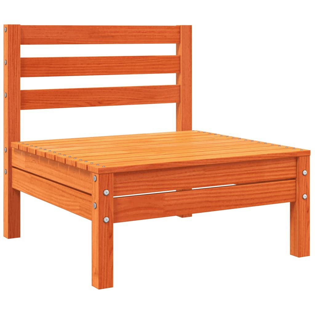 vidaXL Garden Sofa Armless with Cushions Wax Brown Solid Wood Pine