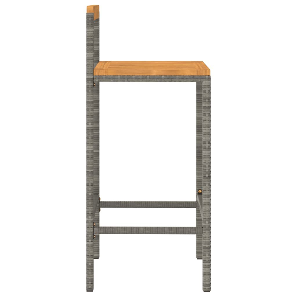 vidaXL Bar Stools 2 pcs Grey Poly Rattan and Solid Wood Acacia