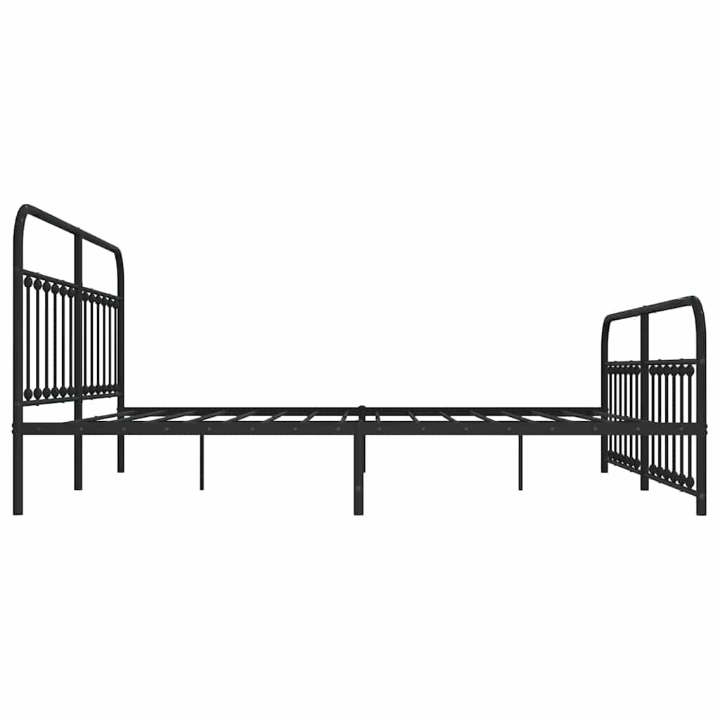 vidaXL Metal Bed Frame without Mattress with Footboard Black 193x203cm