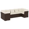 vidaXL 7 Piece Garden Sofa Set with Cushions Brown Poly Rattan