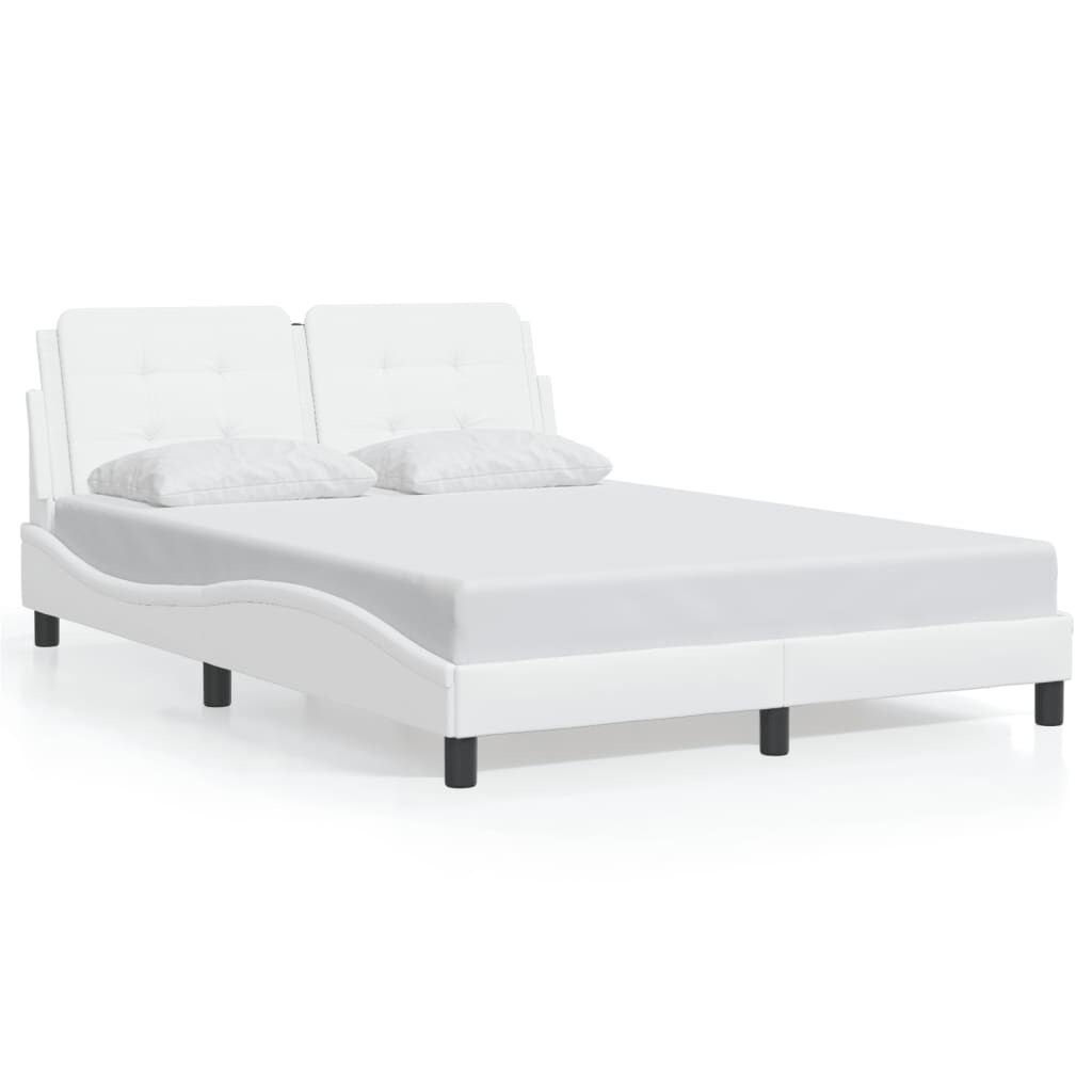 vidaXL Bed Frame without Mattress White 137x190 cm Faux Leather