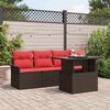 vidaXL Garden Sofa Set with Cushion 5 pcs Brown Poly rattan